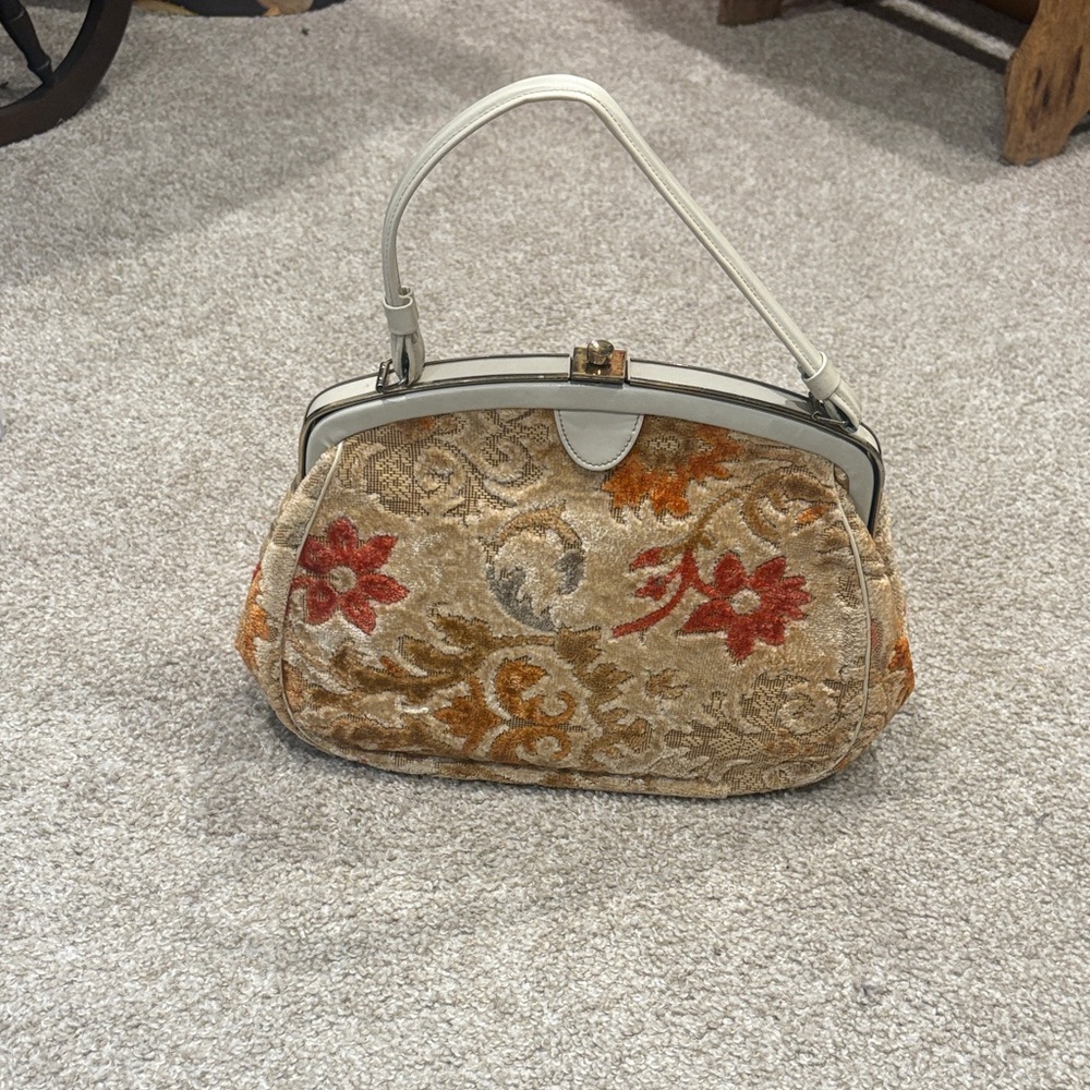 Vintage Floral Clutch with Silver Accents